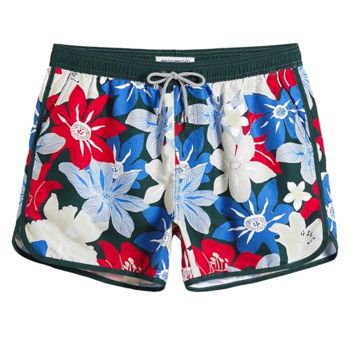 MaaMgic Men's Swimming Trunks Quick Dry Fit Performance Surfing Short Pockets, Showy Flowers, Large ( Waist:33''-35'' )