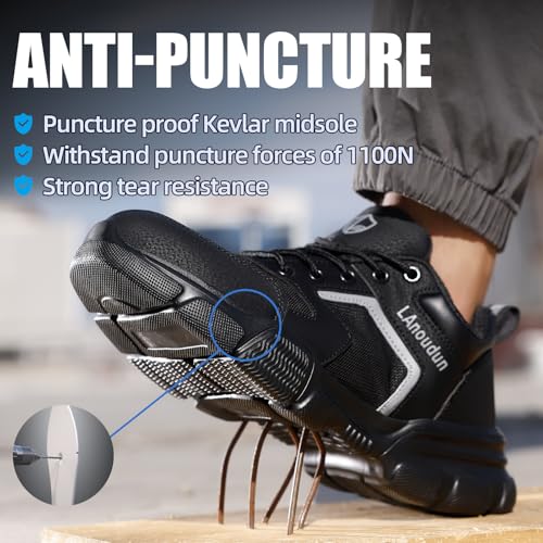 Image of Steel Toe Shoes for Men Lightweight Puncture Resistant Safety Footwear Work Shoes Men Safety Work Shoe Comfortable for Construction Warehouse Jobs