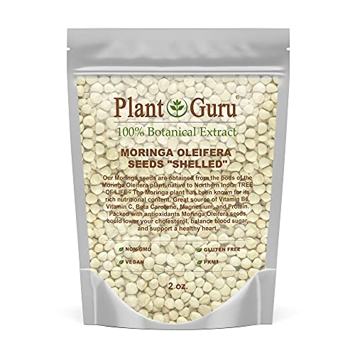 Moringa Seeds Kernel Shelled 2 oz. - Clean PKM1 Variety - Edible - Moringa Oleifera - Malunggay - Semillas De Moringa - Drumstick Tree - Non-GMO - 250 to 300 Seeds Approx.