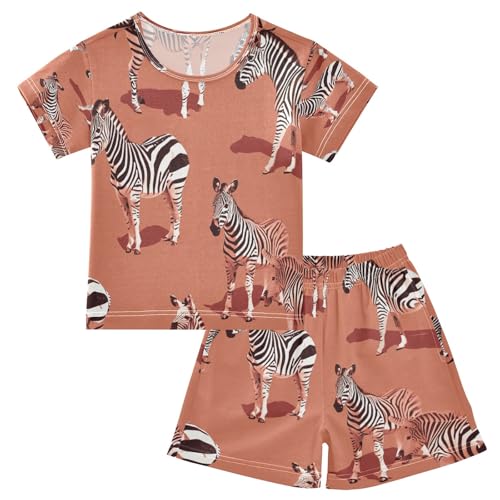 Zebra(3) Kids Pjs Set Boys Girls Summer Short-Sleeve Sleepwear Pajamas 2PCS
