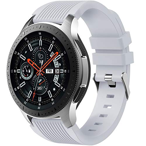 Dirrelo Armband Kompatibel mit Samsung Galaxy Watch 3 45mm/Galaxy Watch 46mm/Huawei GT 2 46mm, 22mm Weiche Silikon Sport Armbänder Ersatz für Samsung Gear S3 Frontier für Herren Damen, Hellgrau