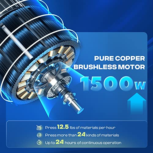 Luzrise 1500W Oil Press Machine Automatic Oil Extractor Organic Oil Expeller (Cold/Hot Press, Digital Display & Temperature Control 122?-662?, Brushless Motor, Unique Press Rod, 12.5LBS/H)