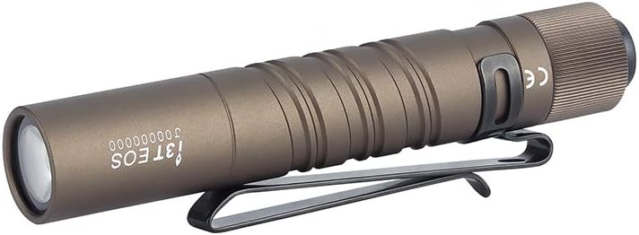 Olight I3T EOS 180 Lumens Dual-Output Slim EDC Flashlight with CW LED,60 Meters Tail Switch,Powered by AAA Battery with SKYBEN Battery Case (Desert Tan)