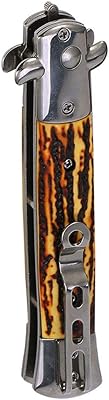 Salmue 4 Colors Switchblade Spring Folding Knife Push Button Pocket Comb Oil Hairstyle Hair(Imitation Cowbone)
