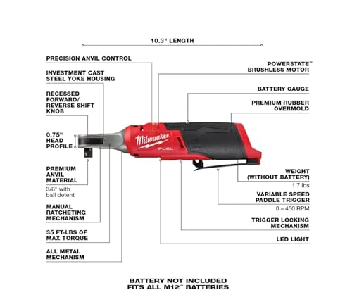 Milwaukee M12 Fuel 12V Lithium-Ion Cordless 3/8 In. Ratchet And 1/4 In. Impact Driver Kit (2-Tool) W/Batteries, Charger & Bag #TOP3