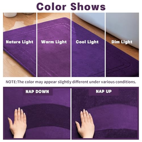 YIHOUSE Memory Foam Bath Mat Set, Bathroom Rugs Sets 2 Pieces, Non Slip Bath Mats for Bathroom, Super Soft and Water Absorbent Bath Rug Set, Machine Washable U Shape Rug,Purple by YIHOUSE - Used condition - Image 2