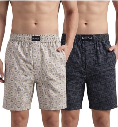Men Printed Pure Cotton Boxer Shorts Pack of 2 | Regular Fit | Soft Elastic Waist Band | Breathable Fabric | Blue, Yellow-picture-21