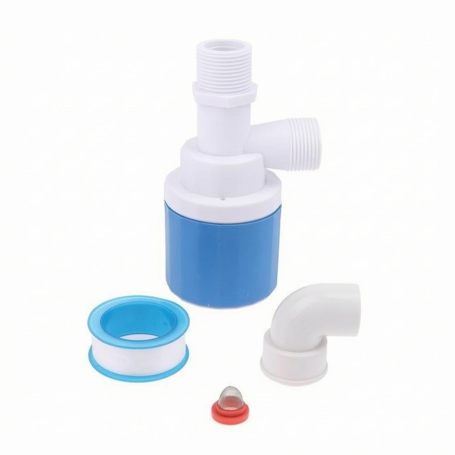 Mesh Filter Water Level Buoyant Valve Sealing Gasket 90-Degree Buoyant Valve Elbow Fitting Utility Hardware White and Blue, Dn20, Top Inlet-image-38
