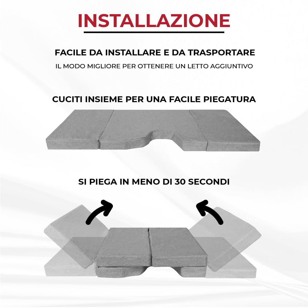 Materasso Pieghevole Camper Peugeot Traveller, Citroen Jumpy SpaceTourer, Toyota Proace II (+2016) Letto Anteriore Colore Grigio