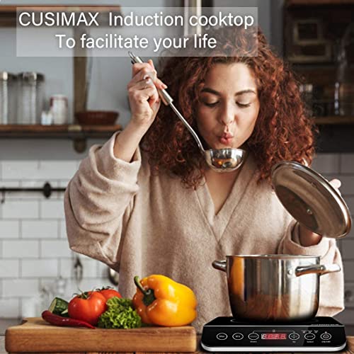 Induction Cooktop, CUSIMAX 1800W Portable Induction Burner with Timer, Sensor Touch Countertop Burner, 10 Temperature and 9 Power Setting, Kids Safety Lock for Cast Iron, Stainless Steel Cookware