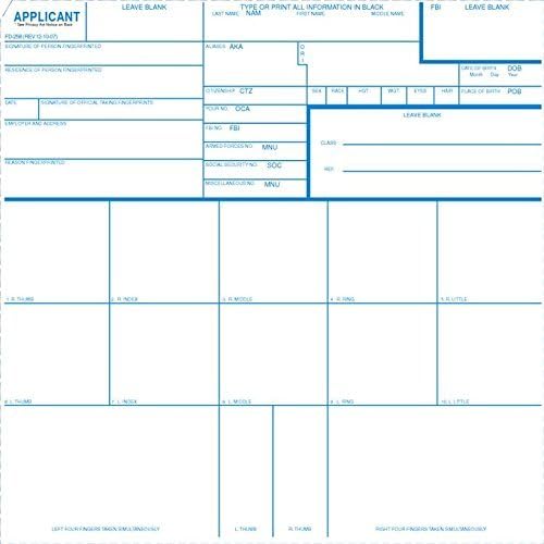 FD-258 Fingerprint Cards for Noncriminal Applicants, 5 cards, Model:FD-258, Office Accessories & Supply Shop