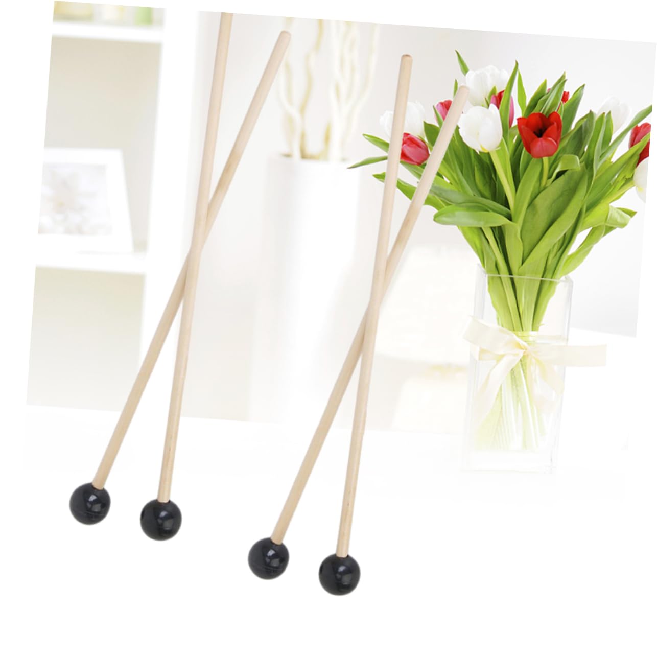 TOYANDONA 12pièces Maillets De Marimba Avec Tête Caoutchouc Et Manche Bois Pour Garçon Fille Et Adultes Outils De Percussion Pour Musiciens Débutants Et Professionnels
