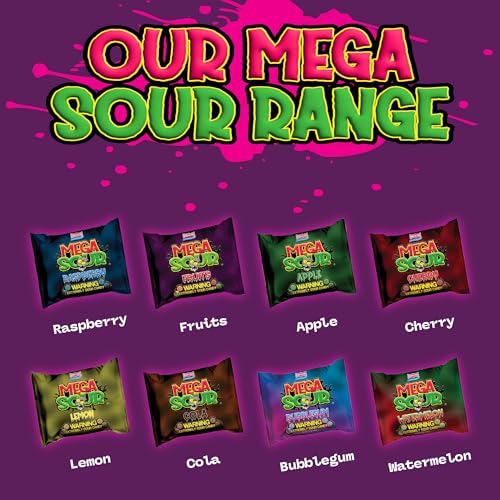 Barnetts - Mega Sour Candy Fruits 250g - Trendy Sweet Bags - Traditionally Handmade Sweets - Sour Coating Lasts 20 Seconds - Candies for Party Bag, Gift Hamper, or Hamper Box