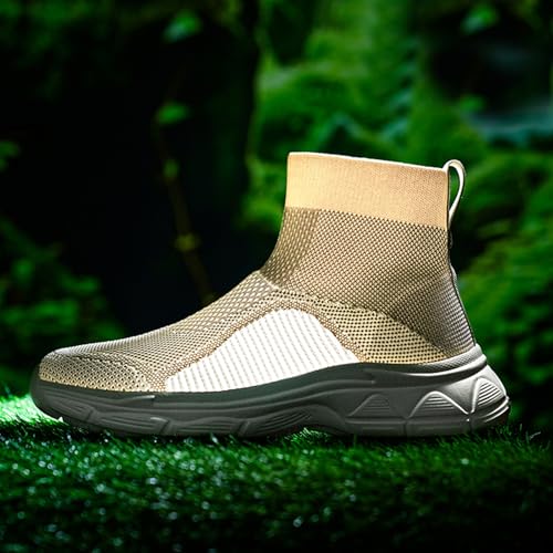 GSIGUL Men's Running Walking Shoes High Top Fashion Sneakers Slip on Socks Sneakers Casual Sports Shoes4