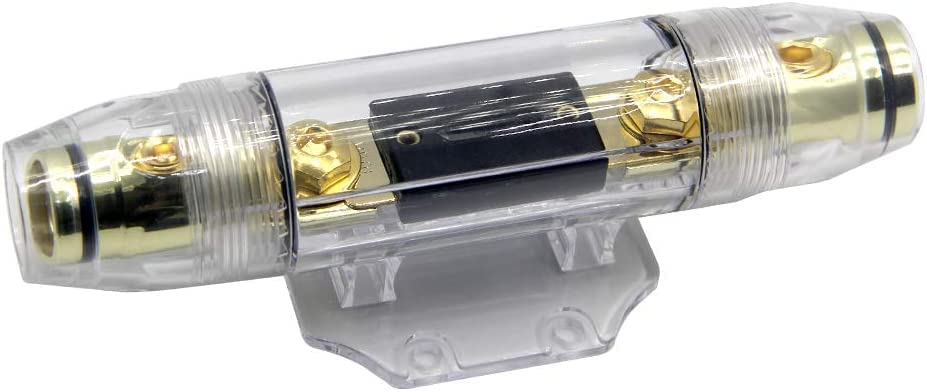 0GA Fuse holder 250A 0/2/4 Gauge AWG Car Auto Audio Amplifier 1 In 1 Out Distribution Block ANL Fuse Holder Cable Blocks Distribution Holder Gold Plate