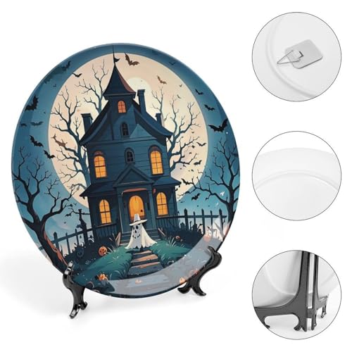 Plato decorativo de cerámica hueso Halloween 6 pulgadas miniatura 4