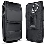 Meilib Cell Phone Holster for 14 Pro Max, 13 Pro Max, 12 Pro Max, 11 Pro Max, Xs Max, 8 Plus, 7 Plus, Nylon Cell Phone Belt Holder Case with Belt Clip, ID Card Storage Carrying Pouch Cover