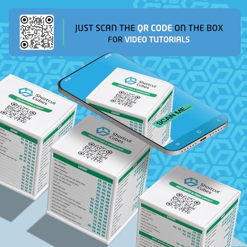 Image of 250+ Excel Shortcuts | Complete Learning Kit | 4 Interactive Nesting Cubes with Tutorial Videos | All Skill Levels Basic to Expert | Replacement for Excel Cheat Sheet Desk Pad and Excel Mouse Pad