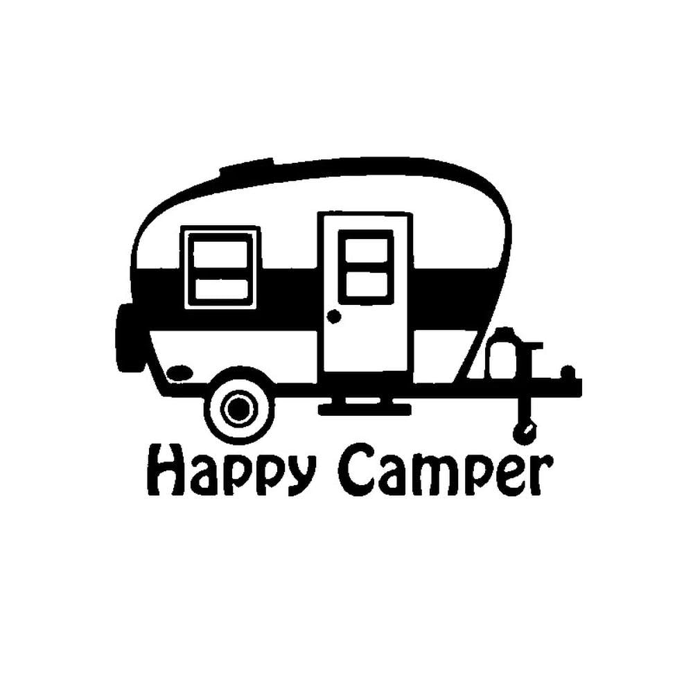 Creative Art Happy Camper Camping Car Sticker Automobiles Exterior Accssories Vinyl Decals(Black,20cm x 14.5cm)