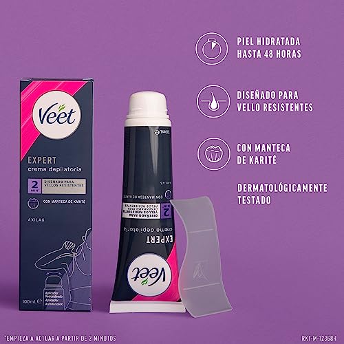 Veet-Expert-Crema-Depilatoria-Mujer-para-Axilas-con-aplicador-Roll-On-con-Mateca-de-Karite-100-ml
