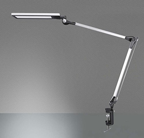 Metall LED Schreibtischlampe mit Klemmfuß, Phive Schwenkarm Arbeitsleuchte/Büro (Augenschonende LED, 6 Helligkeitsstufen… – Bild 2