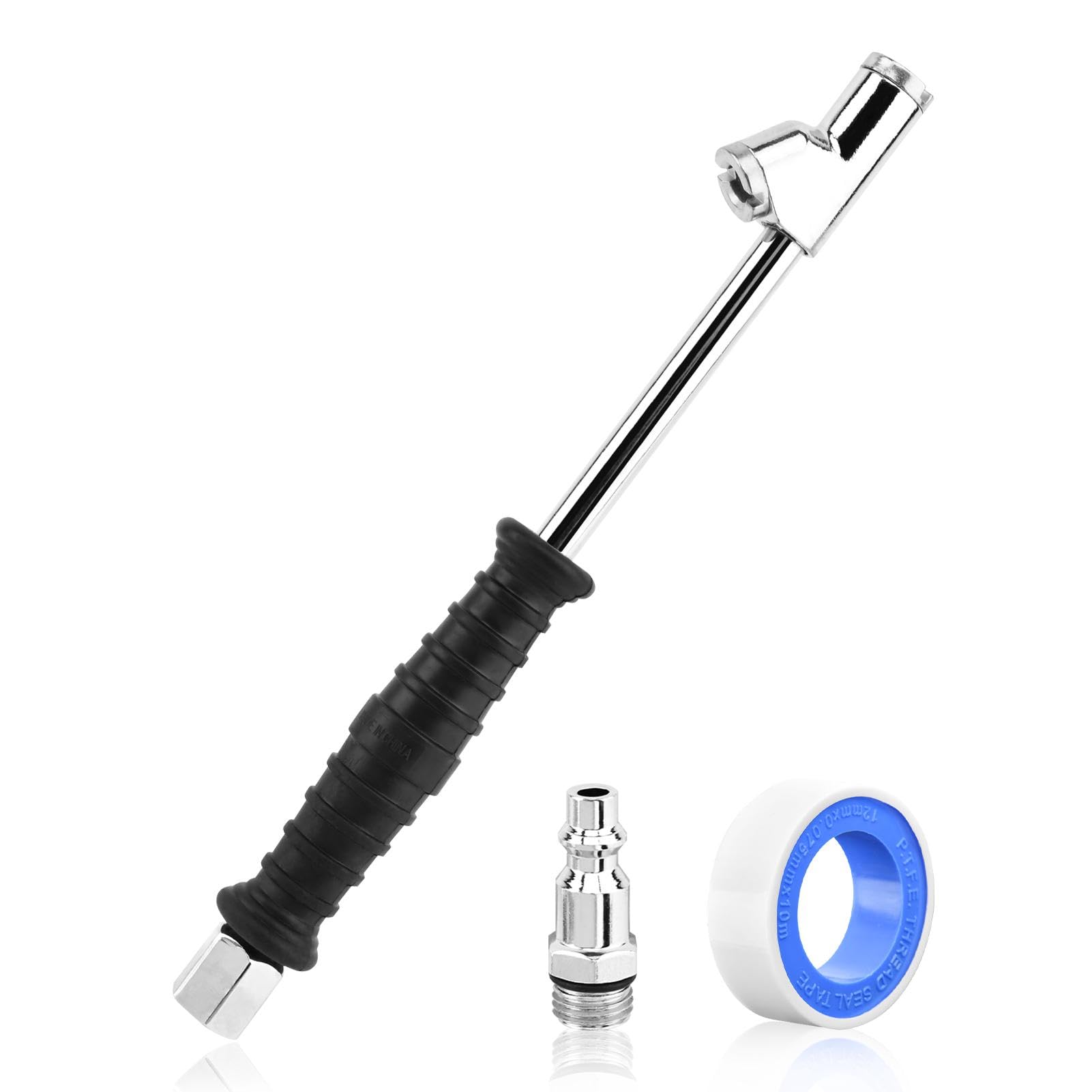 Screw Tire Plugs 2 Pack 12" Extended Reach Dual Head Air Chuck, 2-Way Connection 1/4" FNPT Straight Foot Lock On Tire Inflate Chuck, Tire Chuck W/Quick Plug, Air Compressor Fill Kit For - Foto 9