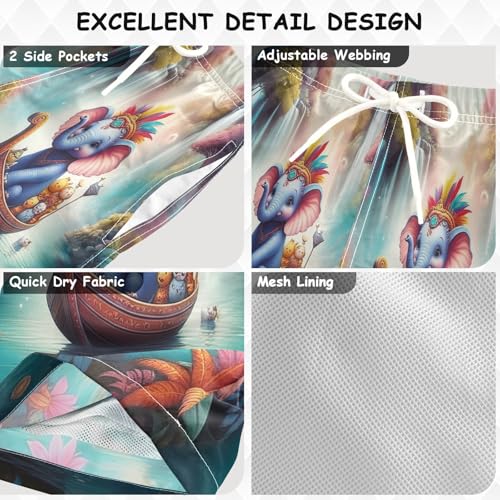 Swimming Shorts for Boys, Big Boys Swim Trunks 2t, Whimsical Cute Blue Elephant3