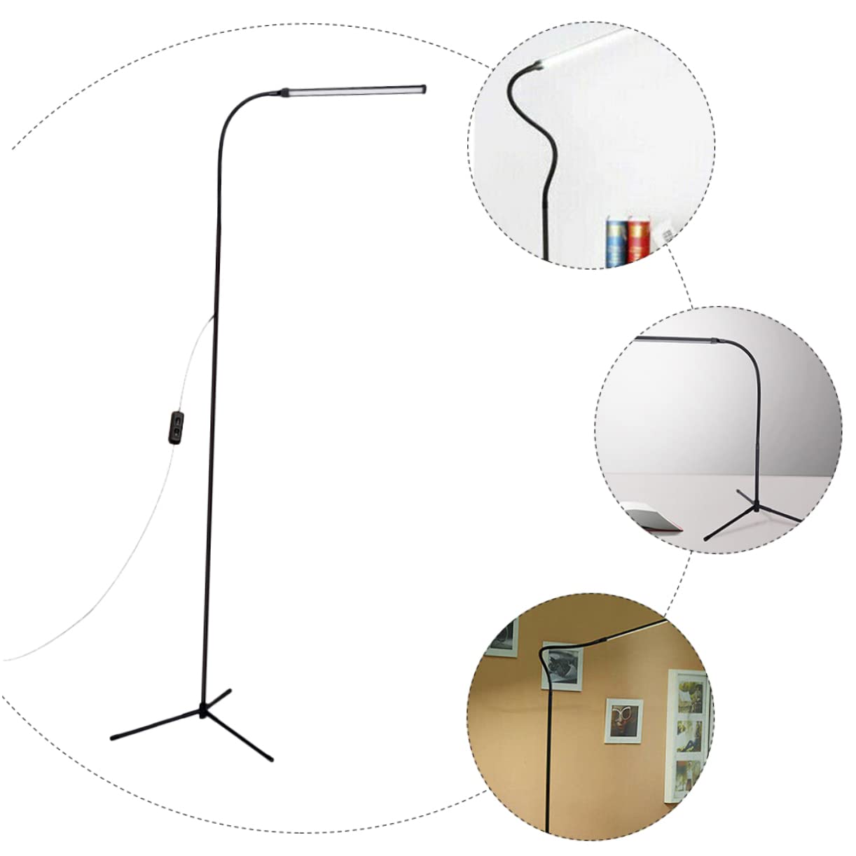 Angoily Piantana LED da Lettura Dimmerabile con Clip, Luce senza Sfarfallio e Antiriflesso, Braccio in Alluminio e Ferro per Camera da Letto