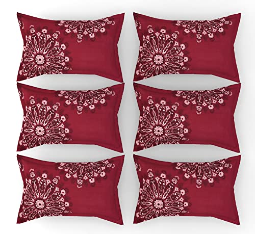 Image of King Size Microfibre Decorative Pillow Covers, Navy Blue Multicolour Heart Print-50 cm x 75 cm (8, Wine)