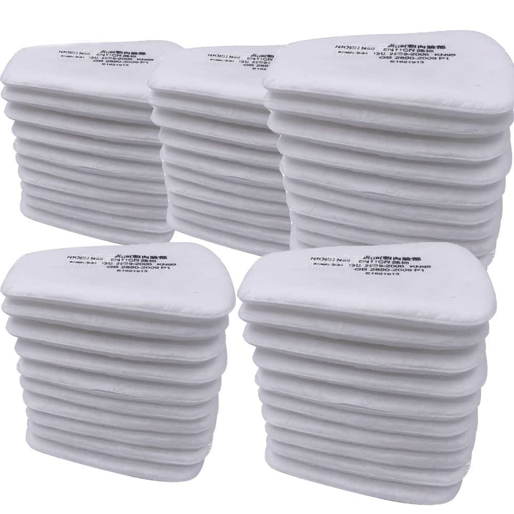 50 Pcs/Pack 5N11 Particulate Replacement Respirator Cotton Filters for 3m 6000/6200/7502/6800/7501/Ff40 Half Full Face Dust Gas Masks, Spray Painting Chemical Gas Mask Filter