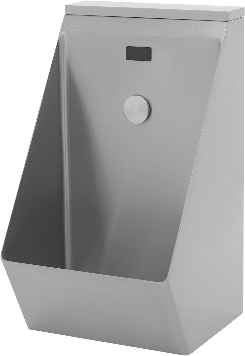 Wall Mounted Sensor Urinal, 304 Stainless Steel Automatic Sensor Urinal Toilet for Men's Bathroom, Anti-Odor Design, Vertical Drainage (Silver)