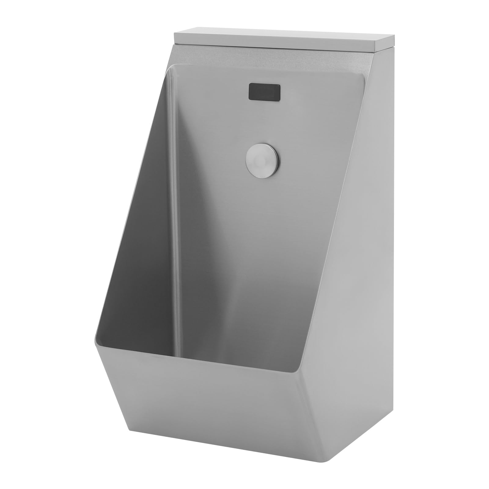 Wall Mounted Sensor Urinal, 304 Stainless Steel Automatic Sensor Urinal Toilet for Men's Bathroom, Anti-Odor Design, Vertical Drainage (Silver)