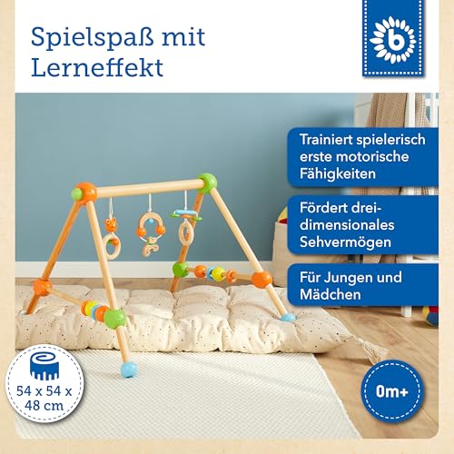 Bieco Spieltrapez | Spielbogen Baby Holz mit Figuren & Kugeln | Spielebogen Holz Baby | Spieltrapez Holz | Baby Mobile Holz | Activity Center Baby Gym | Holzspielzeug Baby | Baby Spielzeug