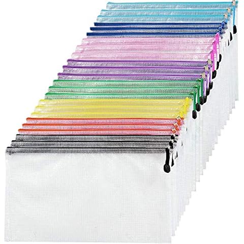 24PCS Plastic Wallets - A4 Plastic Folders Zip Wallet Ziplock Bags Zip Folder Zipper Bag (8 Colours) Cover