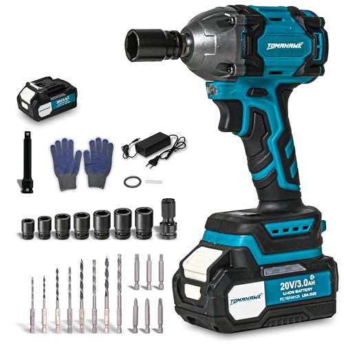 Image of Tomahawk TSW-5300 Impact Wrench Set- Cl impact wrench | No load speed 3000RPM & MAX. Torque 300Nm | 20 V - 3.0 Ah Battery with high Speed charging & Adjustable Speed | (Blue)