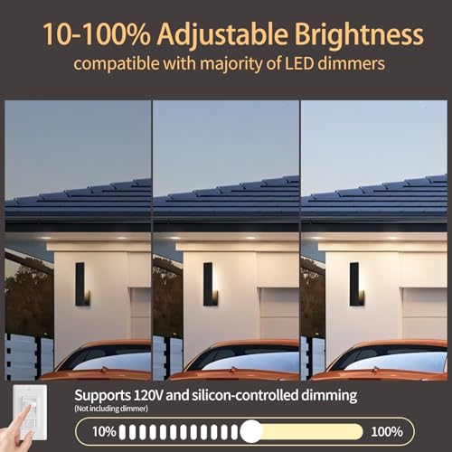 Image of Aluminum LED Modern Wall Sconces Set of 2, 18W Matte Black Waterproof Sconce Wall Lighting Indoor Outdoor, Hardwired Wall Lights for Office,Porch, Bedroom, Bathroom, Living Room,Stairway