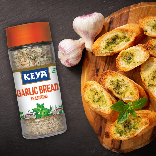 Image of Keya Garlic Bread Seasoning |All Natural & Healthy Spice Blend| Glass Bottle | Premium Herbs and Spices I No Preservatives | 50g