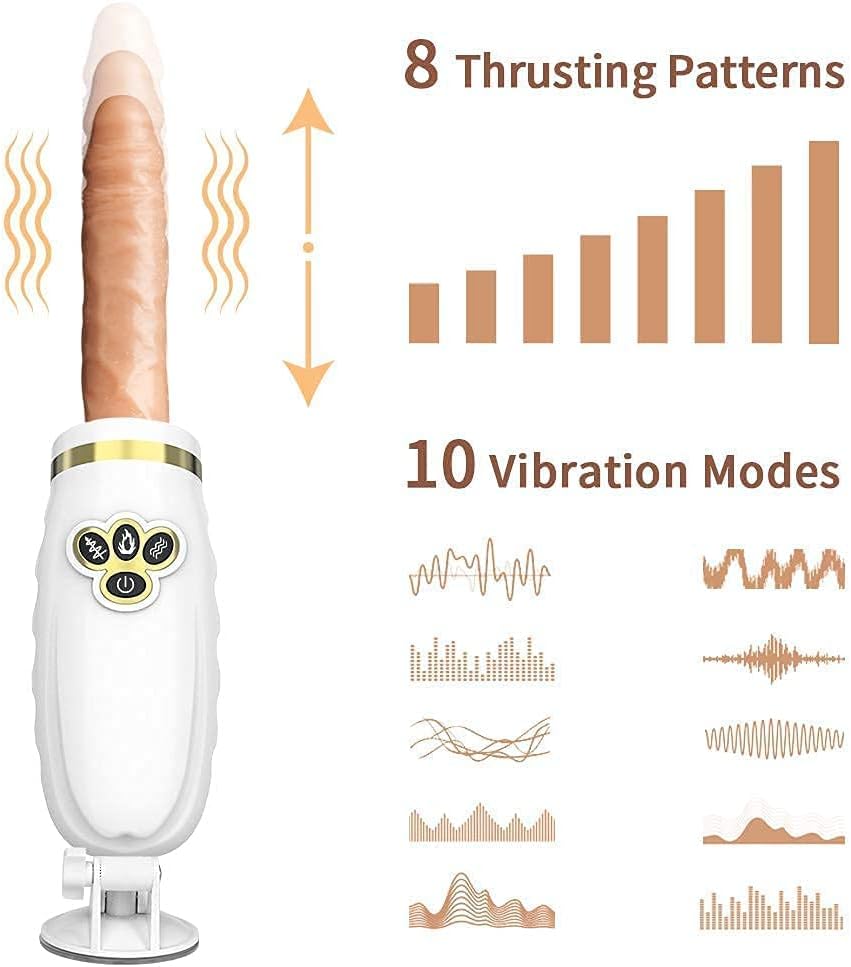 WeDol Automatic Thrusting Dildo Sex Machine for Women Hands-Free Sex Fun with 8 Powerful Thrusting Actions 10 Vibration Modes Remote Control Heating Realistic Vibrating Dildo Female Love Machine