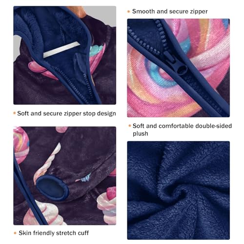 Cartoon Cakes Girls Fleece Jacket Girls Fall Jacket Girls Zip Up Hoodie Girls Sherpa Jacket 2-10T3