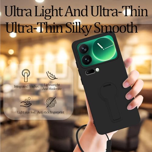 Coque Xiaomi 17 Pro Max en silicone noir avec support béquille intégré