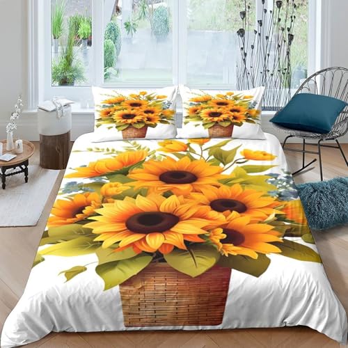 Housse de couette tournesol 3D ultra douce finitions zip - 4