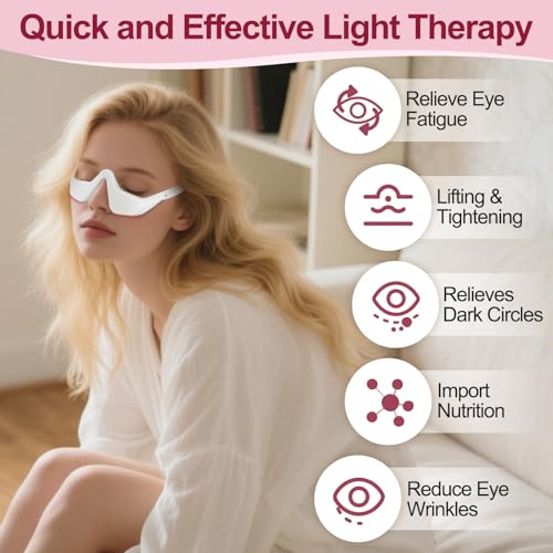 Under Eye Red Light Therapy Device, Red Light Therapy Glasses, 4 Modes Microcurrent Eye Massager for Relieve Eye Bags, Reduce Dark Circles and Puffiness - Image 6