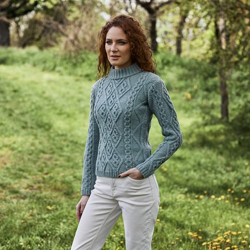 Image of SAOL Wool Sweater for Women Ireland Cable Knitted Jumper