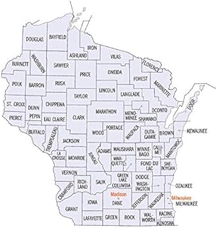 County Outline Map of Wisconsin-12 Inch by 18 Inch Laminated Poster-posters With Bright Colors And Vivid Imagery-convenient 12 Inch by 18 Inch Size Fits Perfectly In Many Attractive Frames