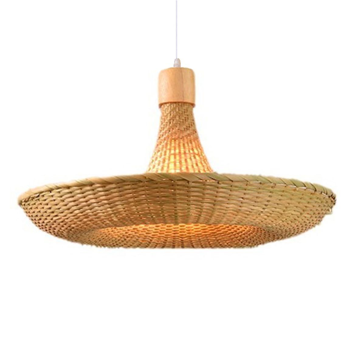 SHUANGZ Wicker Small Ceiling Chandelier Boho Bamboo Cage Lamp Shade 1-Pack Flush Mount Handmade Chandeliers Weave Hat Design for Bedroom Entryway Nursery Kitchen Island Boho Pendant Light