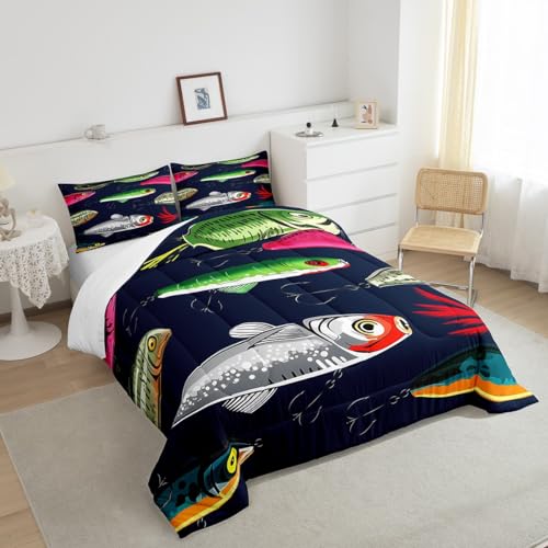 Image of Feelyou Fishing Lure Bedding Set King Size for Children Teen Kids
