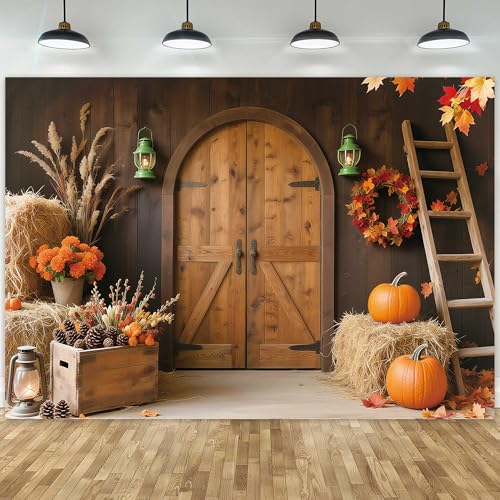 Felortte 7x5ft Fall Photo Backdrop Autumn Harvest Barn Forest Leaves Pumpkins Photography Background for Thanksgiving Day Farm Harvest Event Party Supplies Decorations Banner Picture Photo Booth