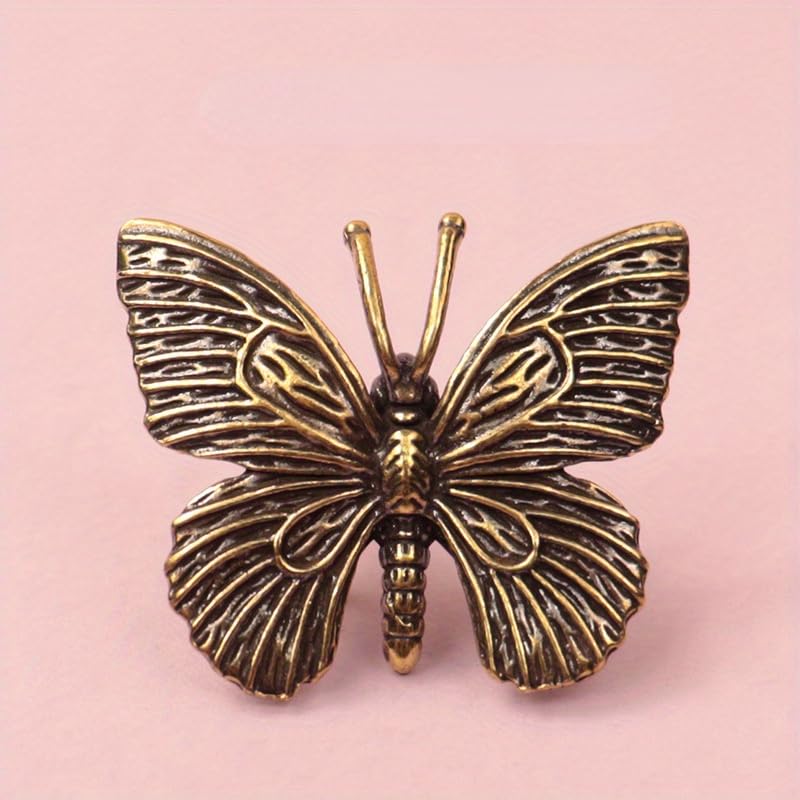 Estatua de Mariposa Vintage en Latón Retro 2 Piezas miniatura 6