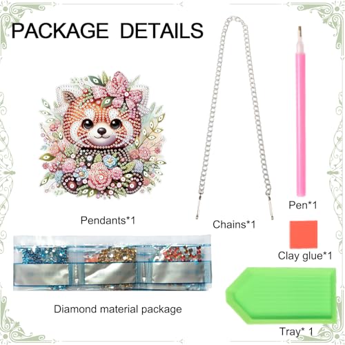 Image of AiYuanzsh Diamond Painting Hanging Pendant Kits Red Panda DIY Crystal Rhinestone Wreath Kits, Colored Point Crystal Diamond Art Window Pendants Home Garden Wall Door Birthday Festival Gifts