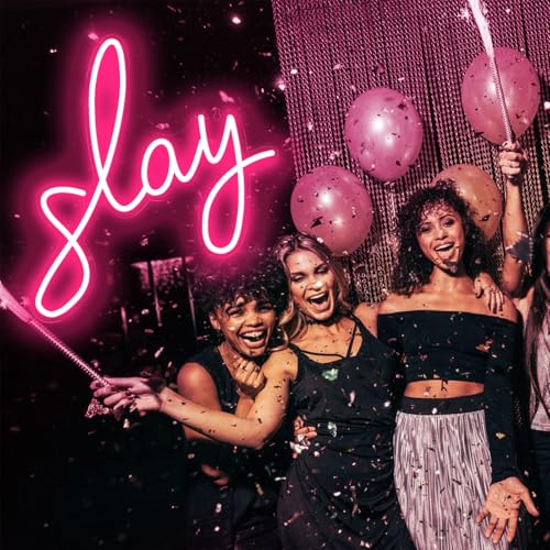 Image of Slay Neon Sign for Wall Decor, LED Neon Light Sign for Girls Room Bedroom Wedding Birthday Party